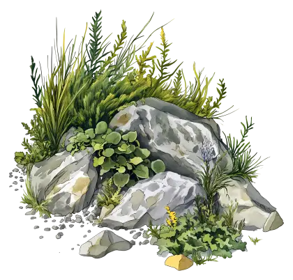 Rock Garden with Plants