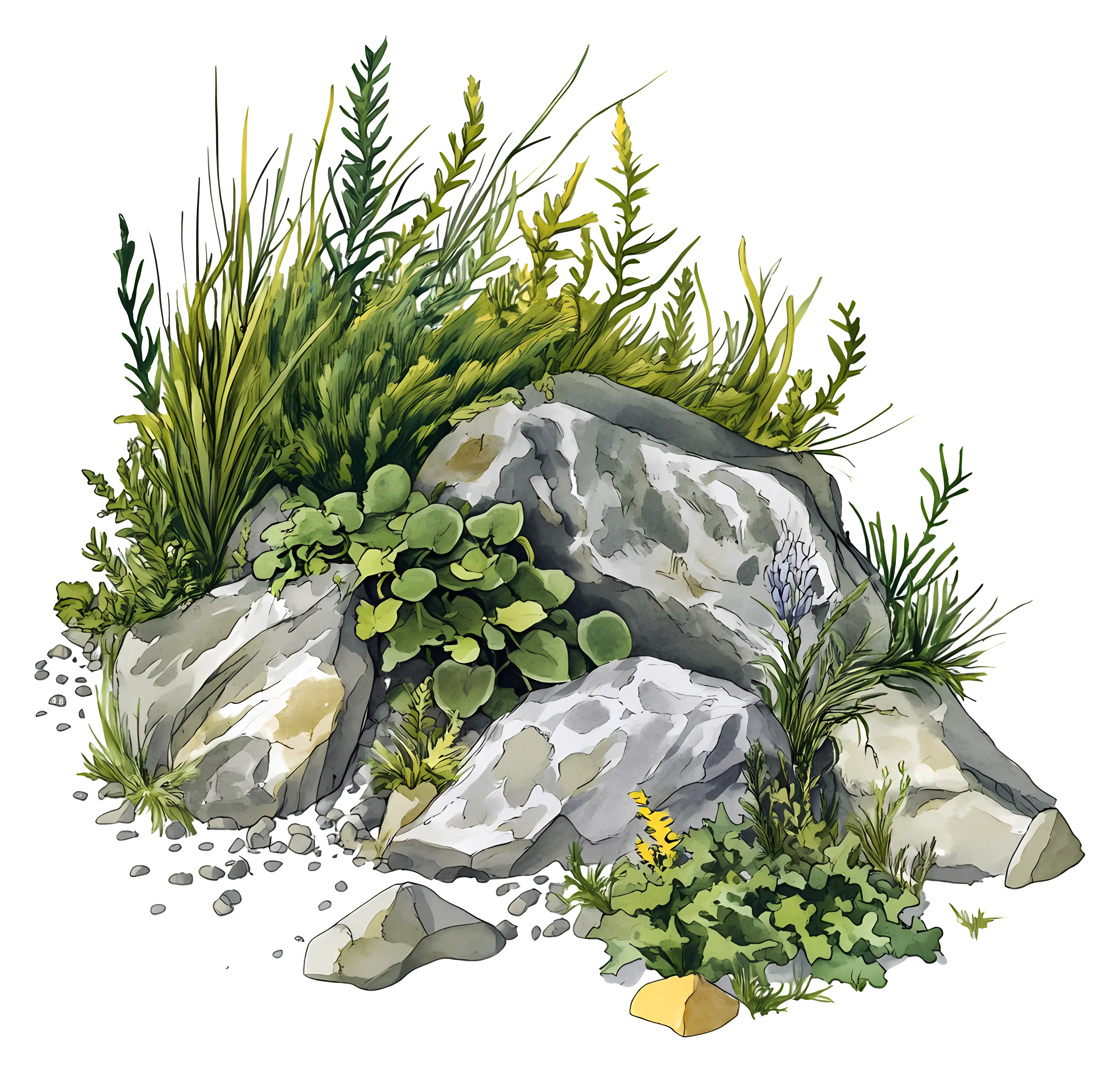 Rock Garden with Plants