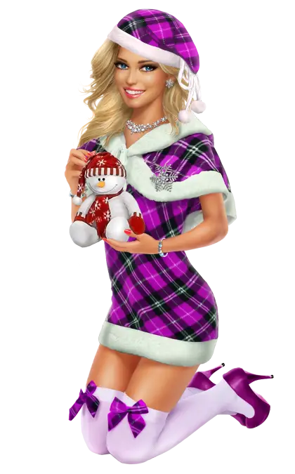 Festive Christmas Girl with Snowman
