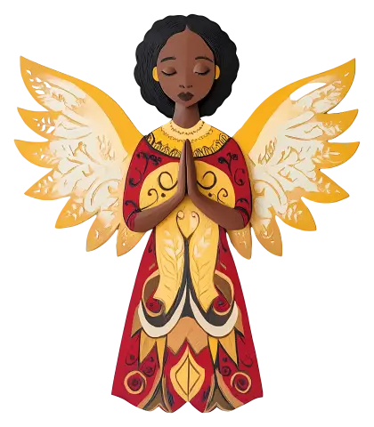 Praying Angel with Golden Wings