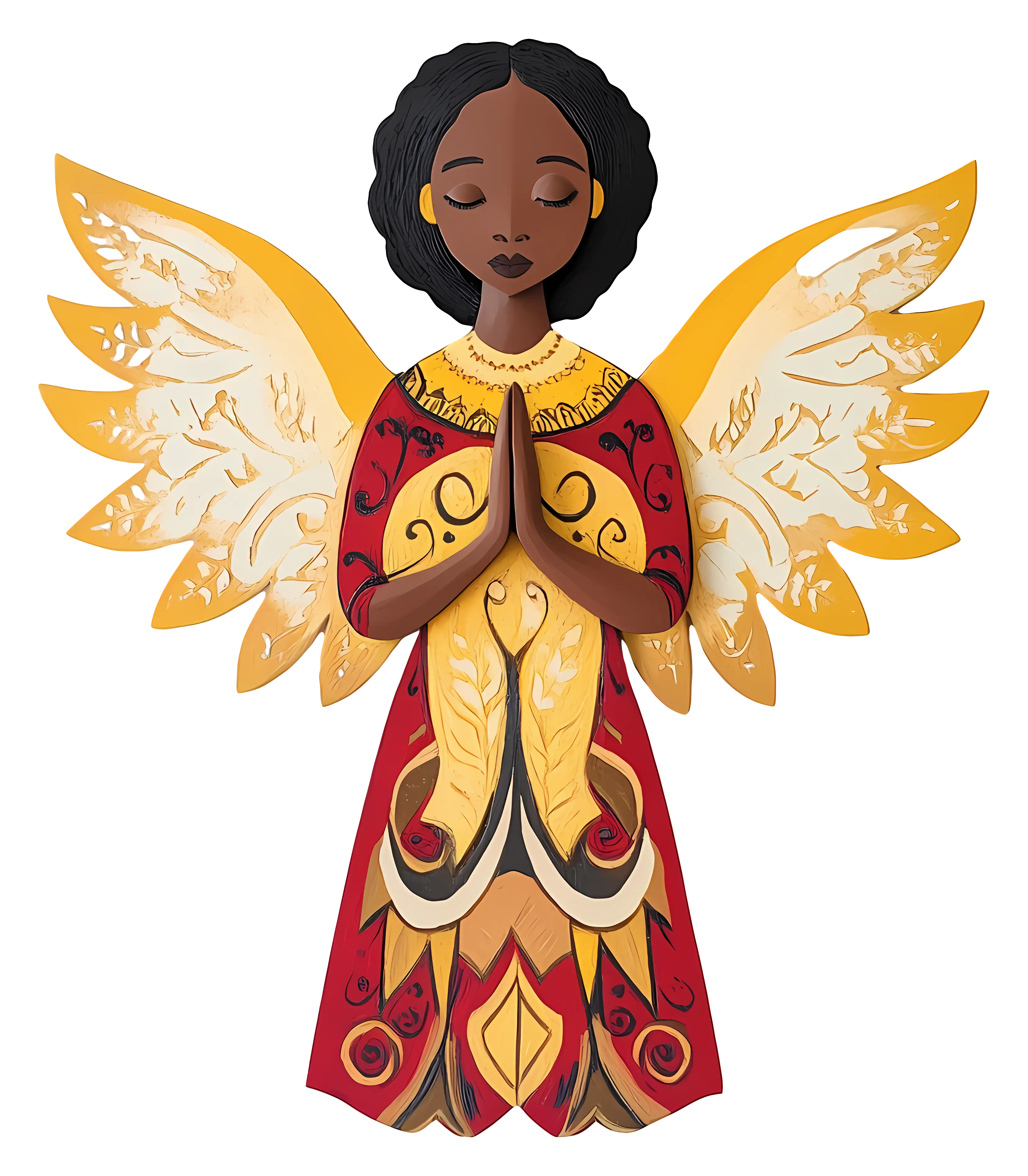Praying Angel with Golden Wings