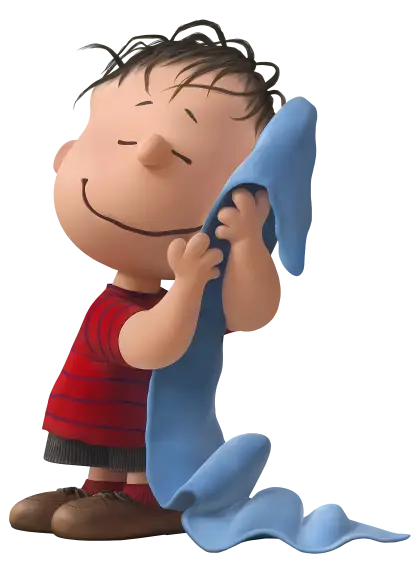 Cartoon Boy Hugging Blue Blanket