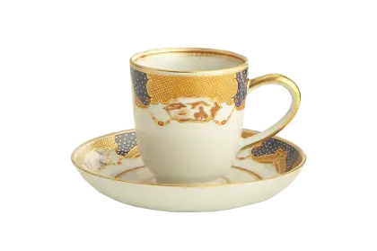 Elegant Gold-Trimmed Cup with Saucer