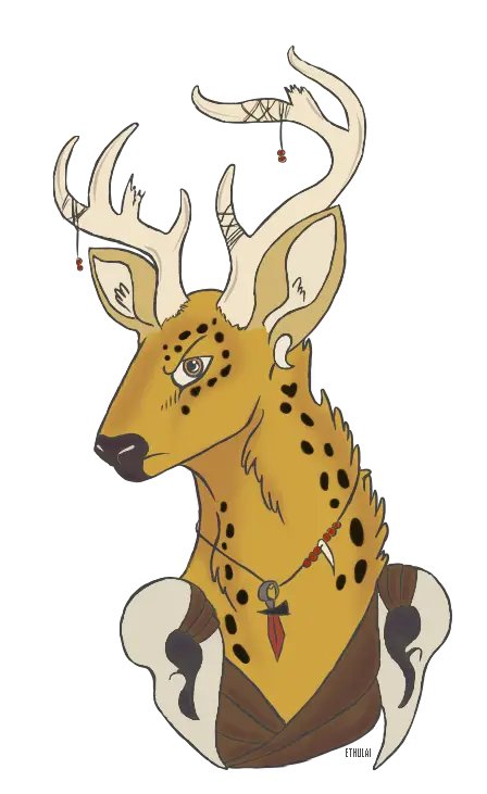 Fantasy Deer Illustration with Antlers