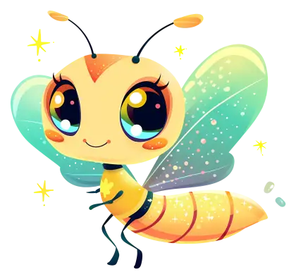 Colorful Cartoon Bee with Vibrant Wings and Glow