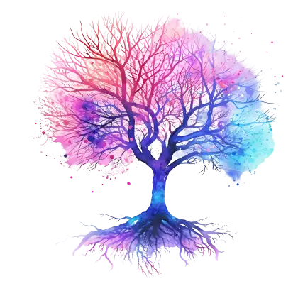Colorful Tree with Roots and Branches