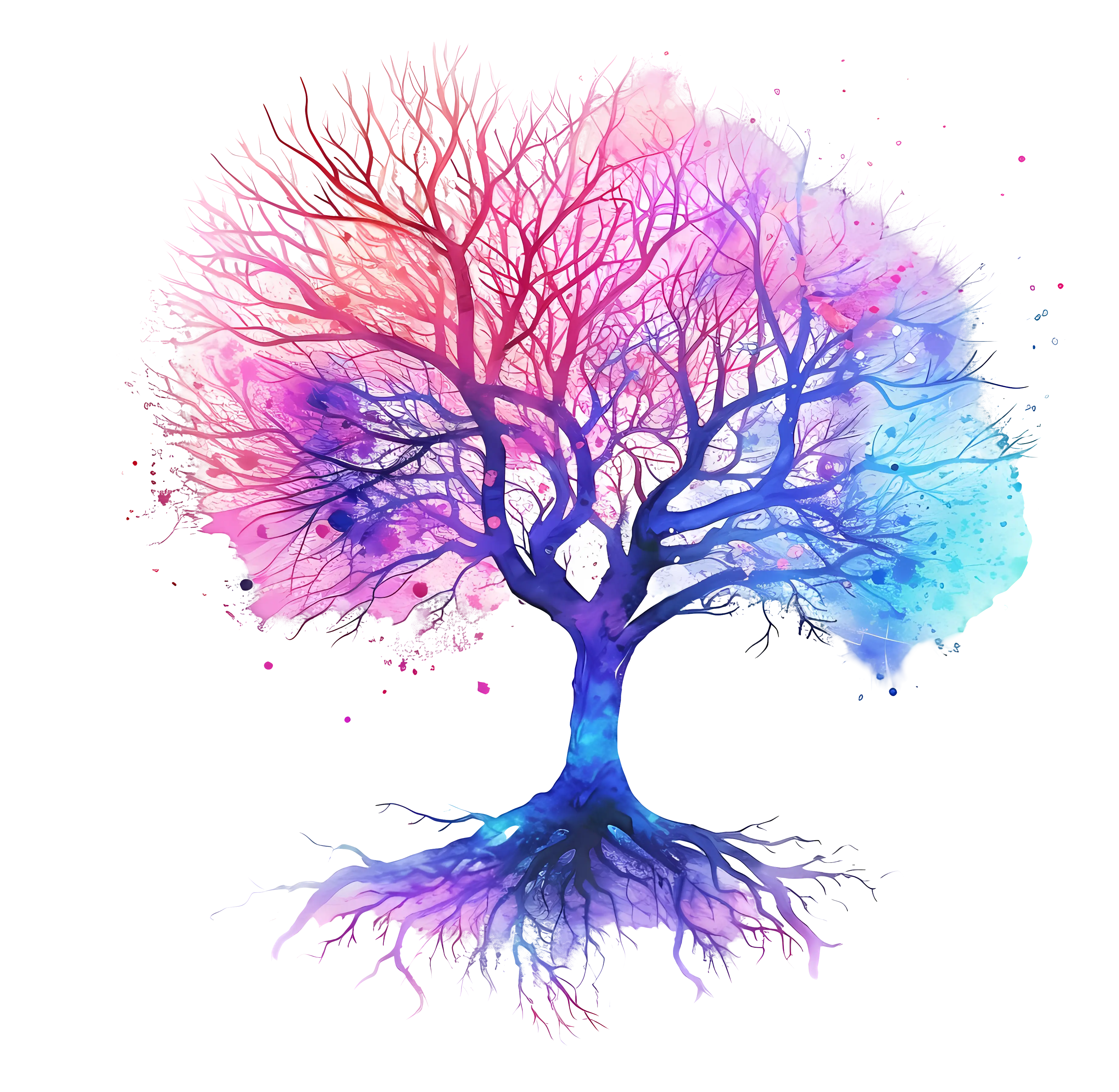 Colorful Tree with Roots and Branches