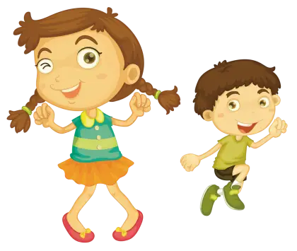 Happy Cartoon Children Playing