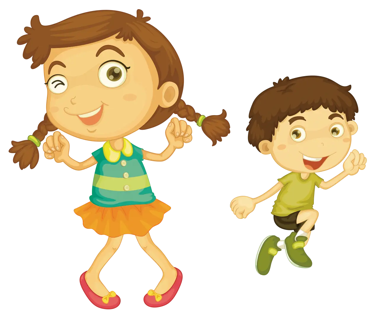 Happy Cartoon Children Playing