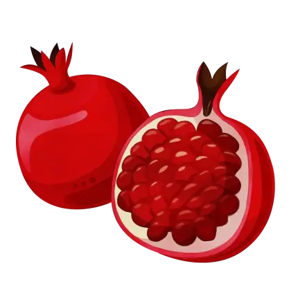 Red Pomegranate Whole and Cut Open
