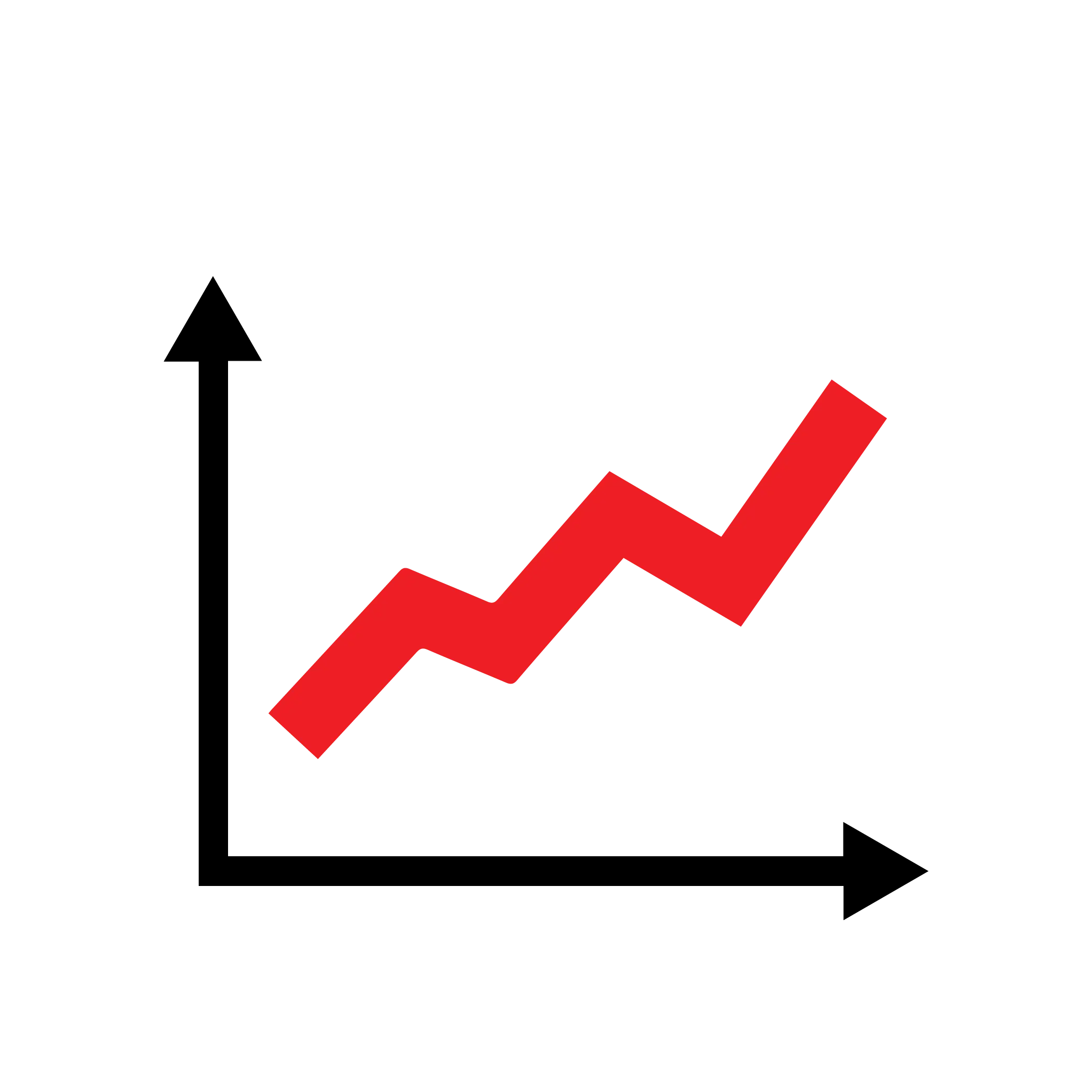Red Line Chart with Upward Arrow