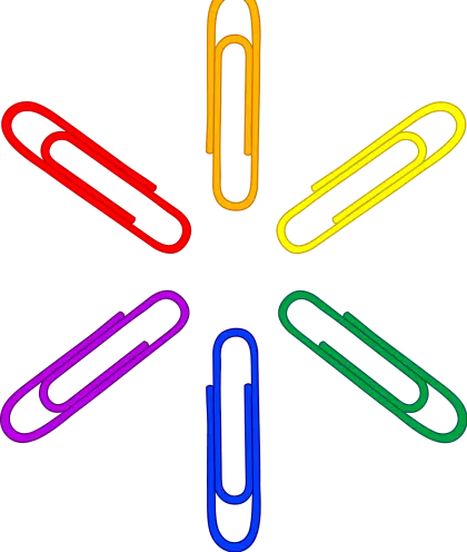Set of Colorful Paper Clips Arranged in a Pattern