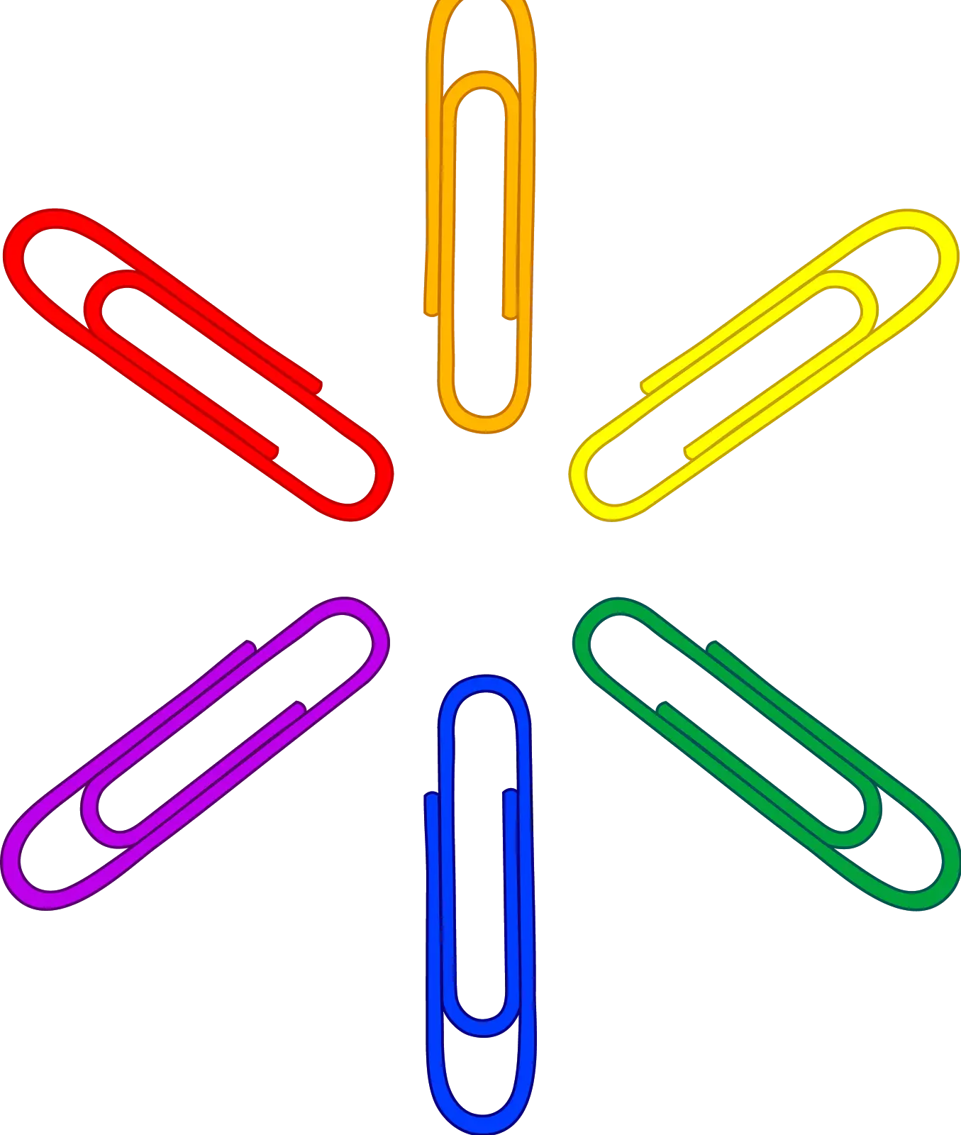 Set of Colorful Paper Clips Arranged in a Pattern
