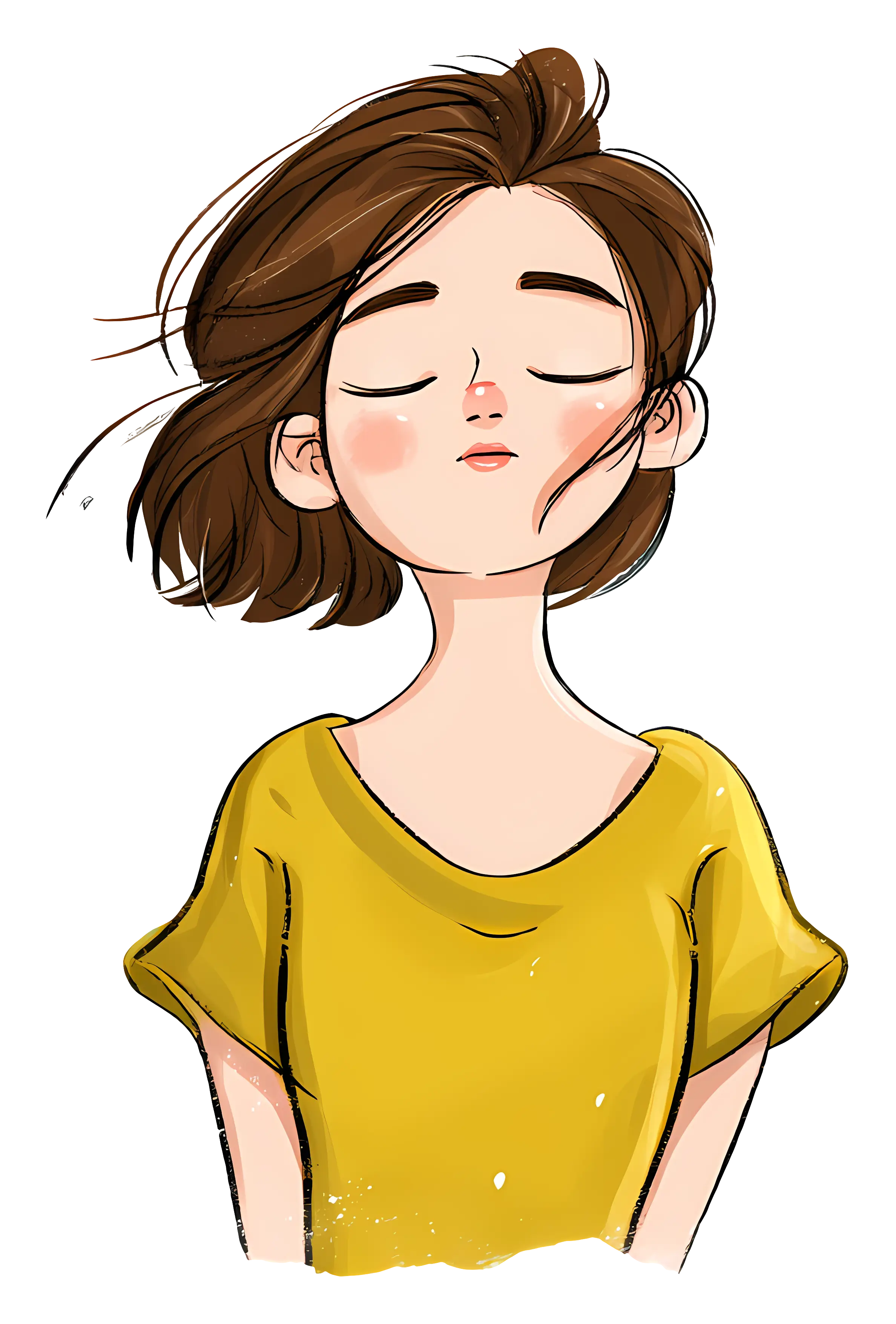 Relaxed Girl in Yellow Shirt