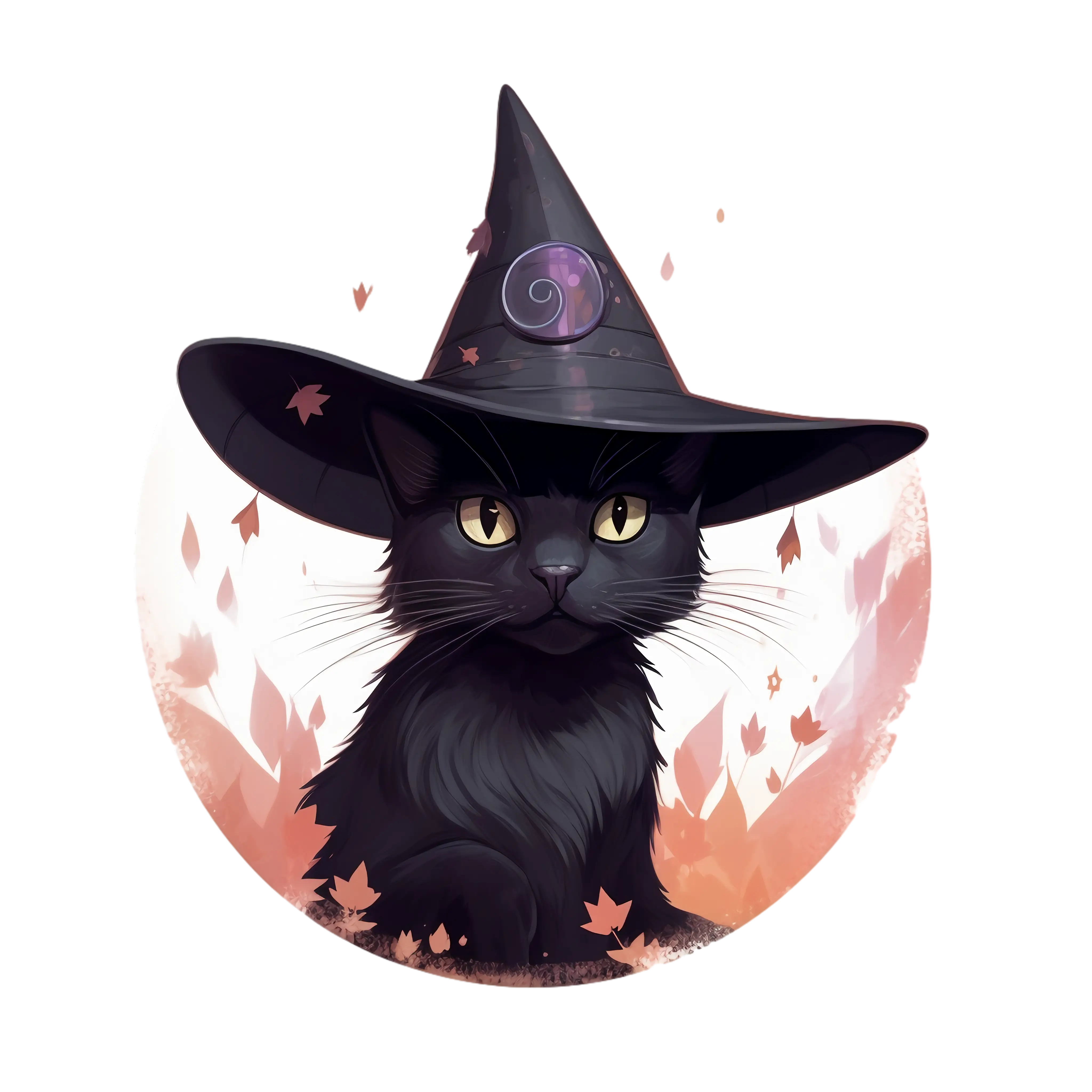 Black Cat with Witch Hat for Halloween