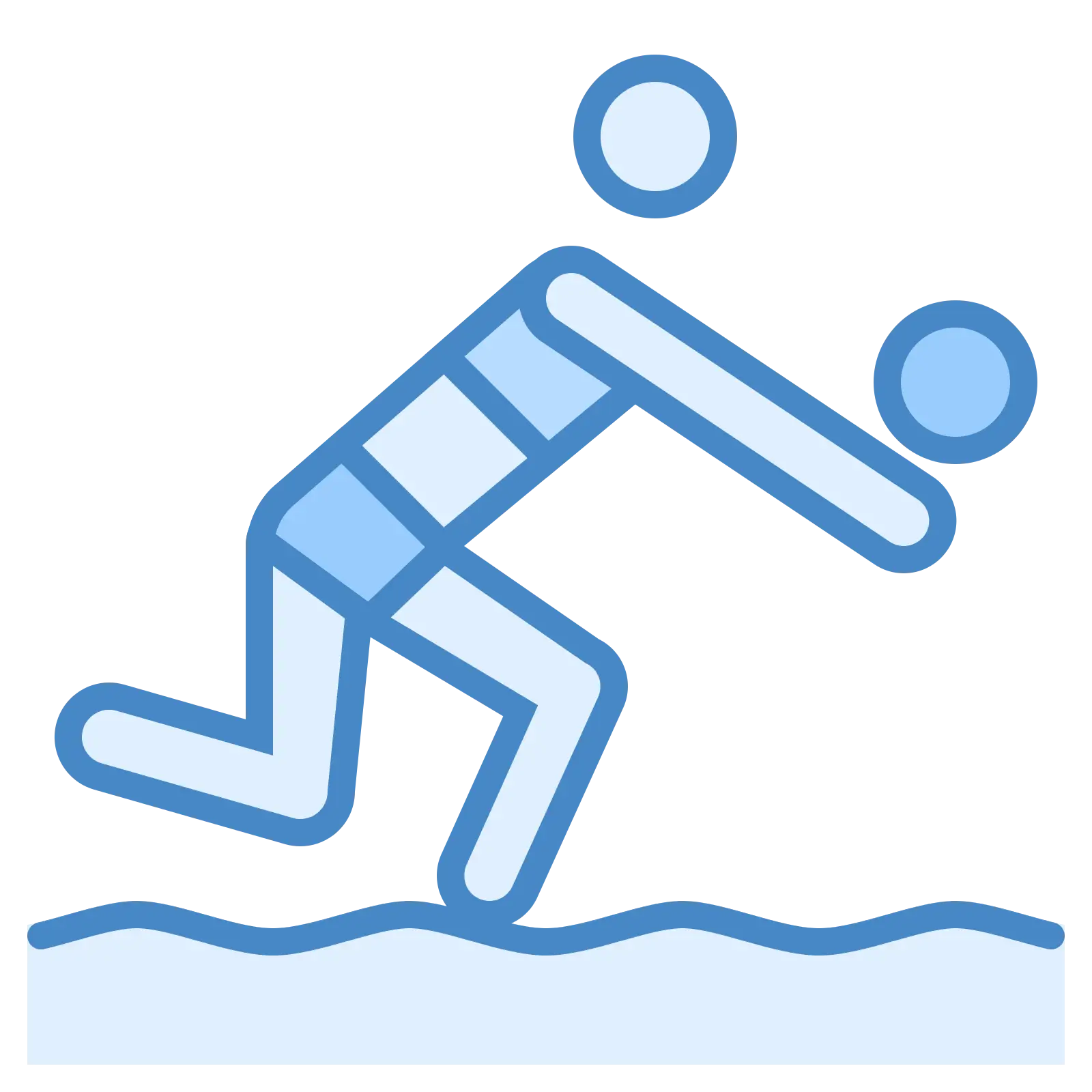 Blue Diving Icon Representation for Water Sports