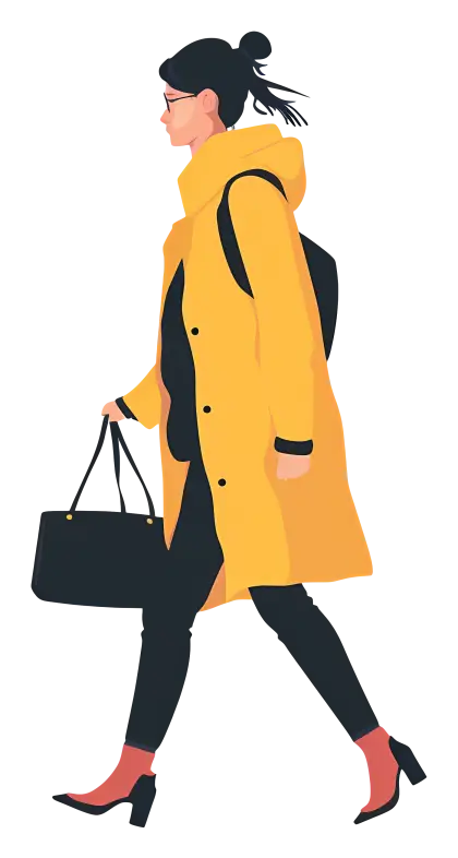 Stylish Woman in Yellow Coat