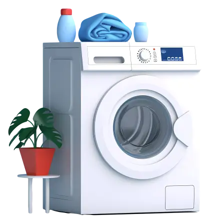 Modern Washing Machine with Laundry Items