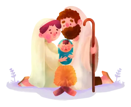Nativity Scene with Family and Baby