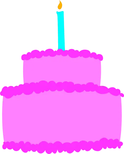 Pink Birthday Cake with a Candle
