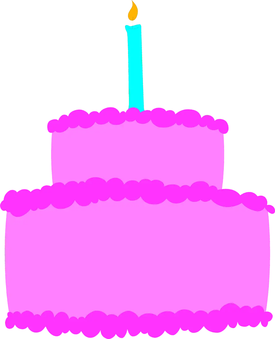 Pink Birthday Cake with a Candle