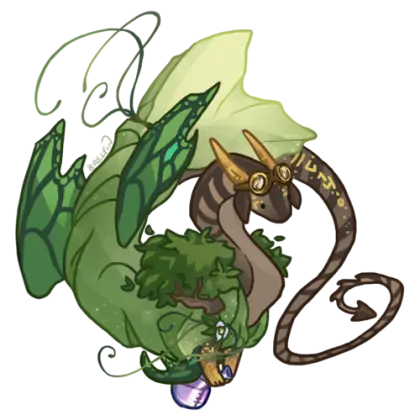 Green Fantasy Dragon with Wings