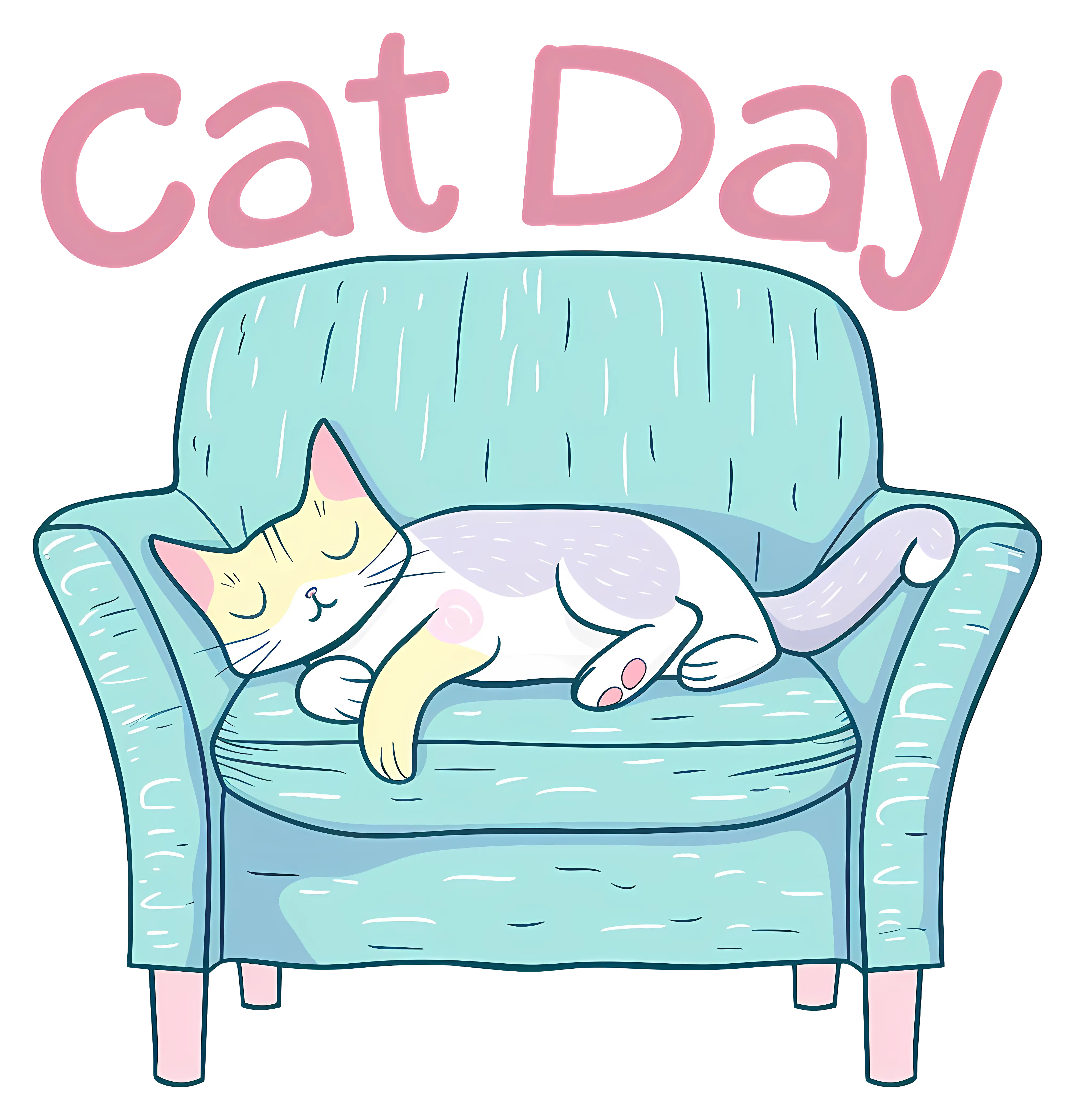 Relaxed Cat on Couch for Cat Day