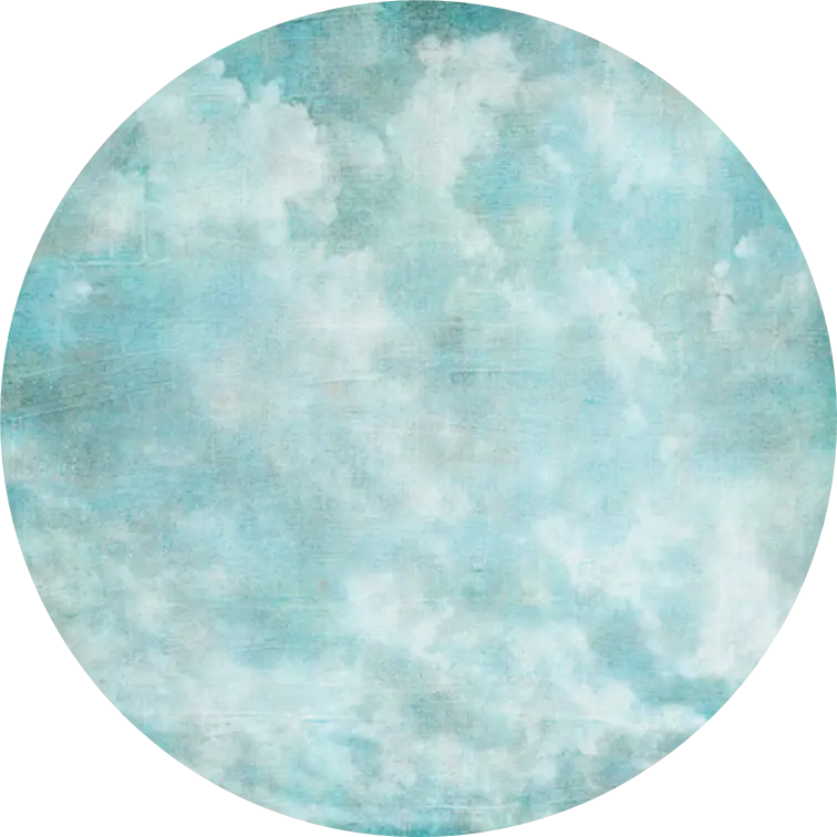 Blue Sky with Clouds in Circular Watercolor Design