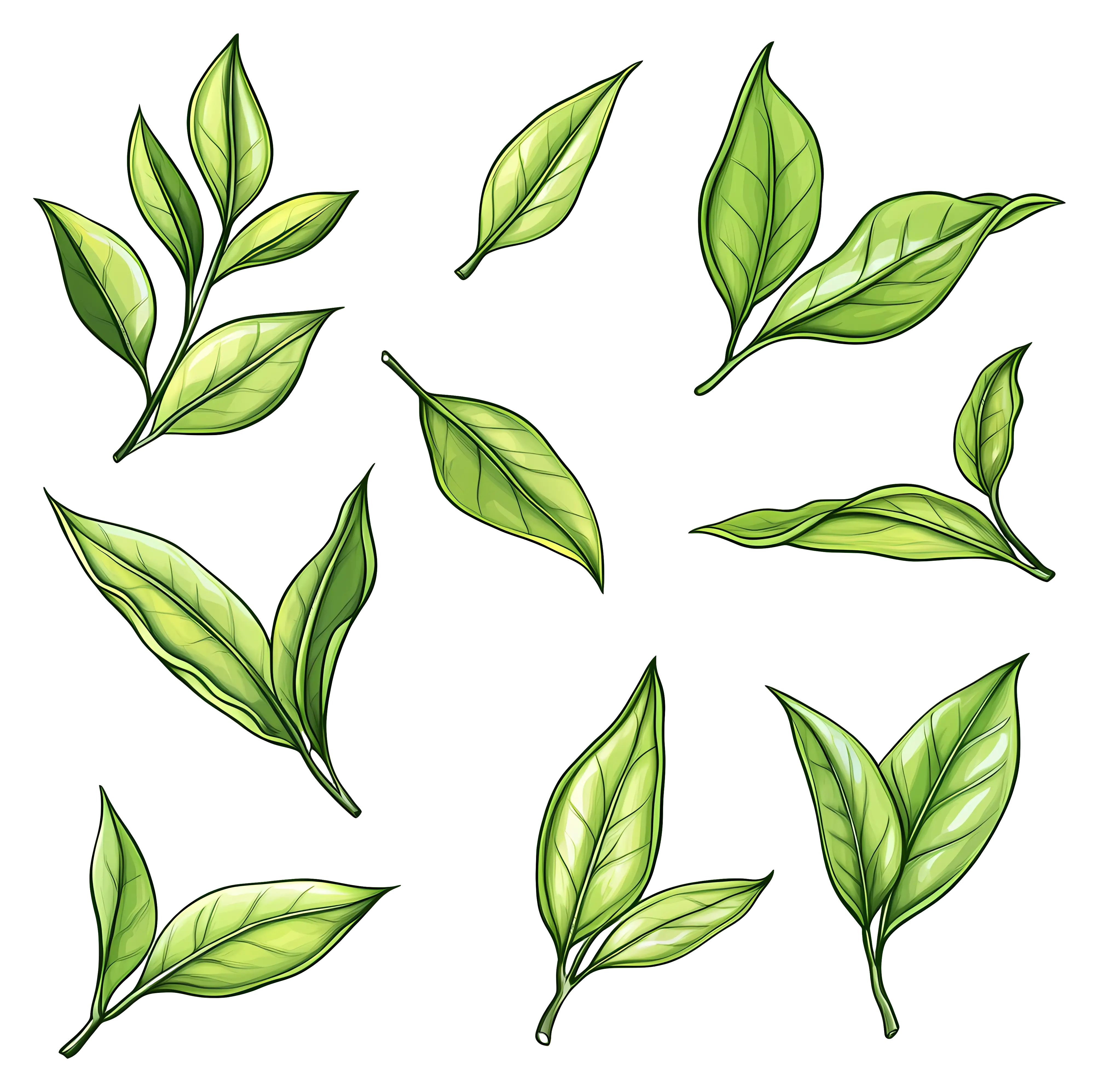 Illustration of Green Botanical Leaves