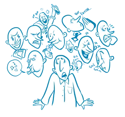 Various Doodle Faces Expressing Emotions