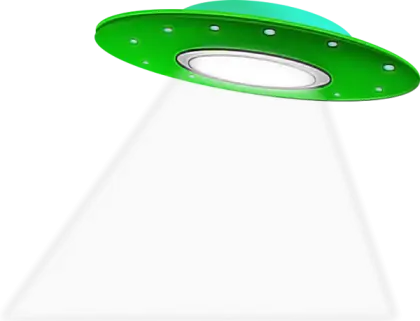 Green UFO Illustration with Beam
