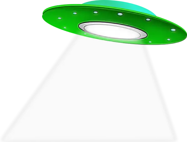 Green UFO Illustration with Beam
