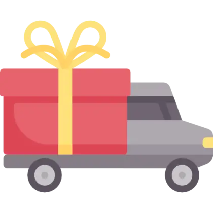 Cartoon Gift Delivery Truck with Present