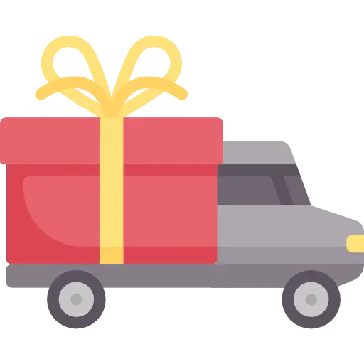 Cartoon Gift Delivery Truck with Present