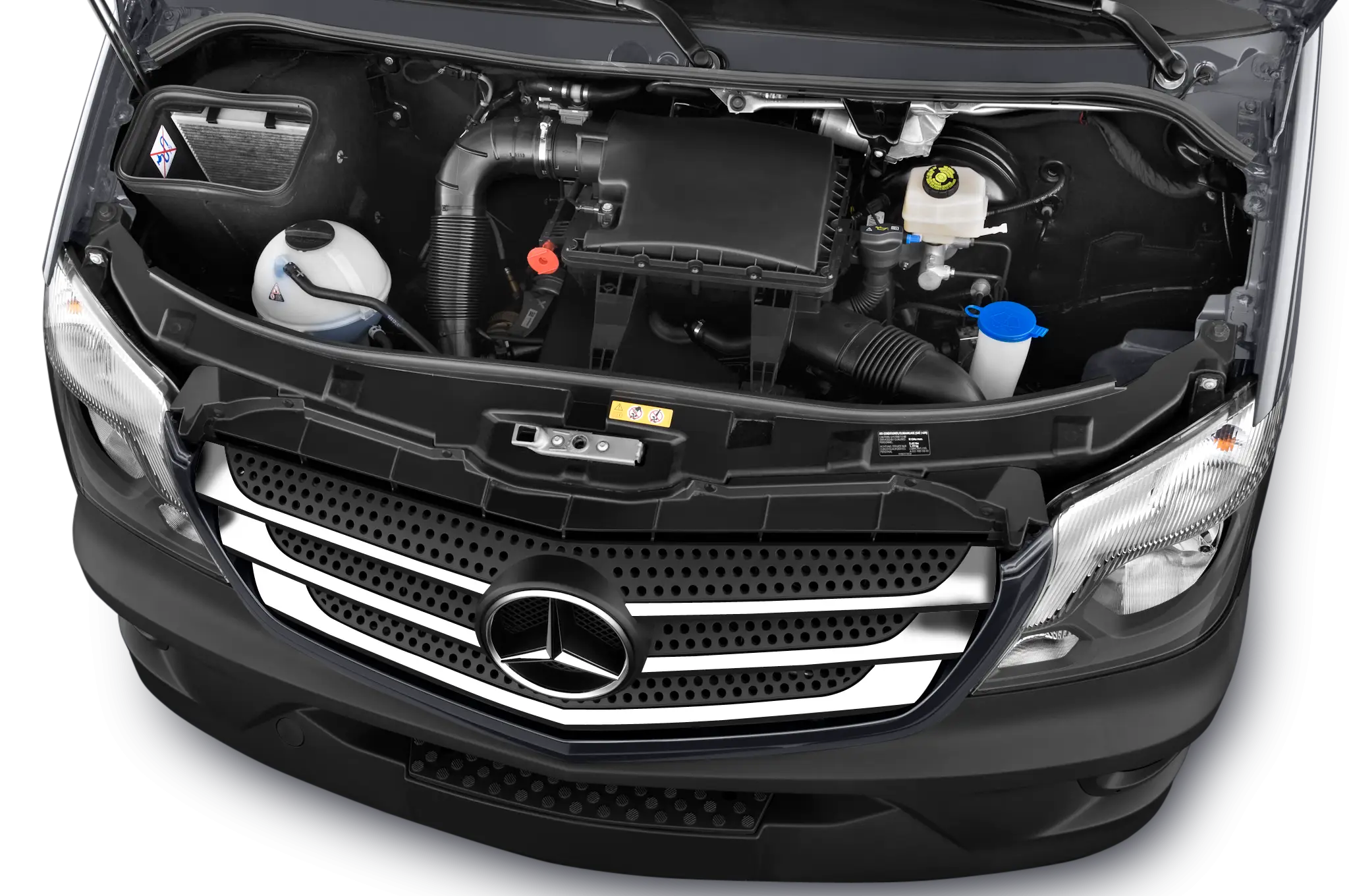 Open Car Hood Showing Engine Components