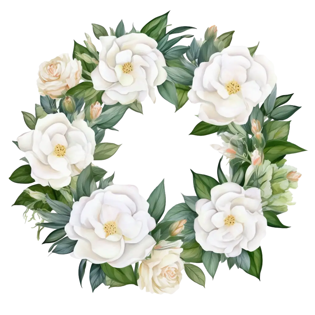 White Floral Decorative Wreath