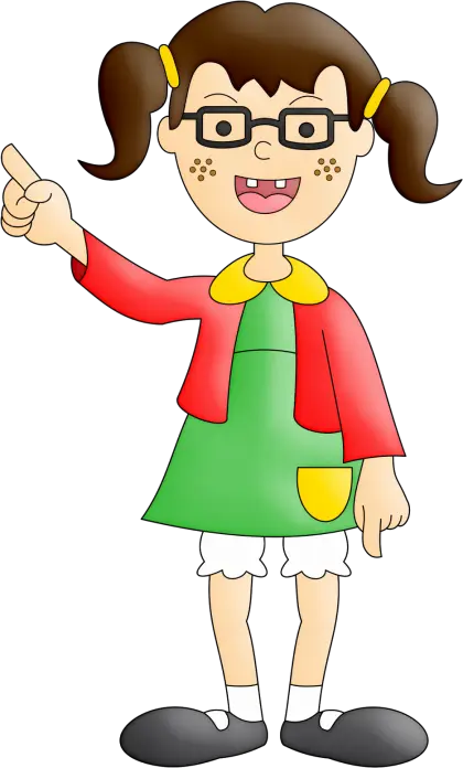 Cute Cartoon Girl with Glasses