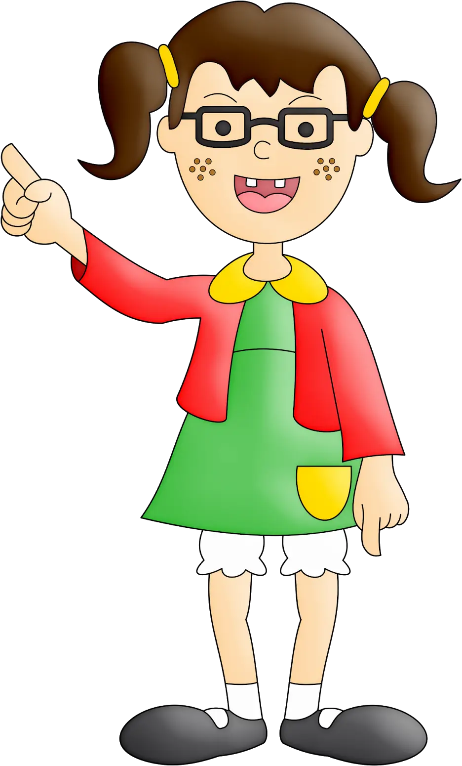 Cute Cartoon Girl with Glasses