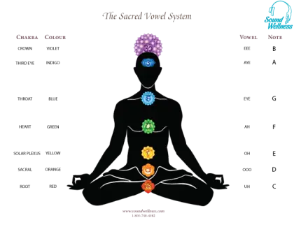Chakra System Diagram with Colors and Notes