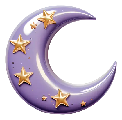 Purple Crescent Moon with Golden Stars
