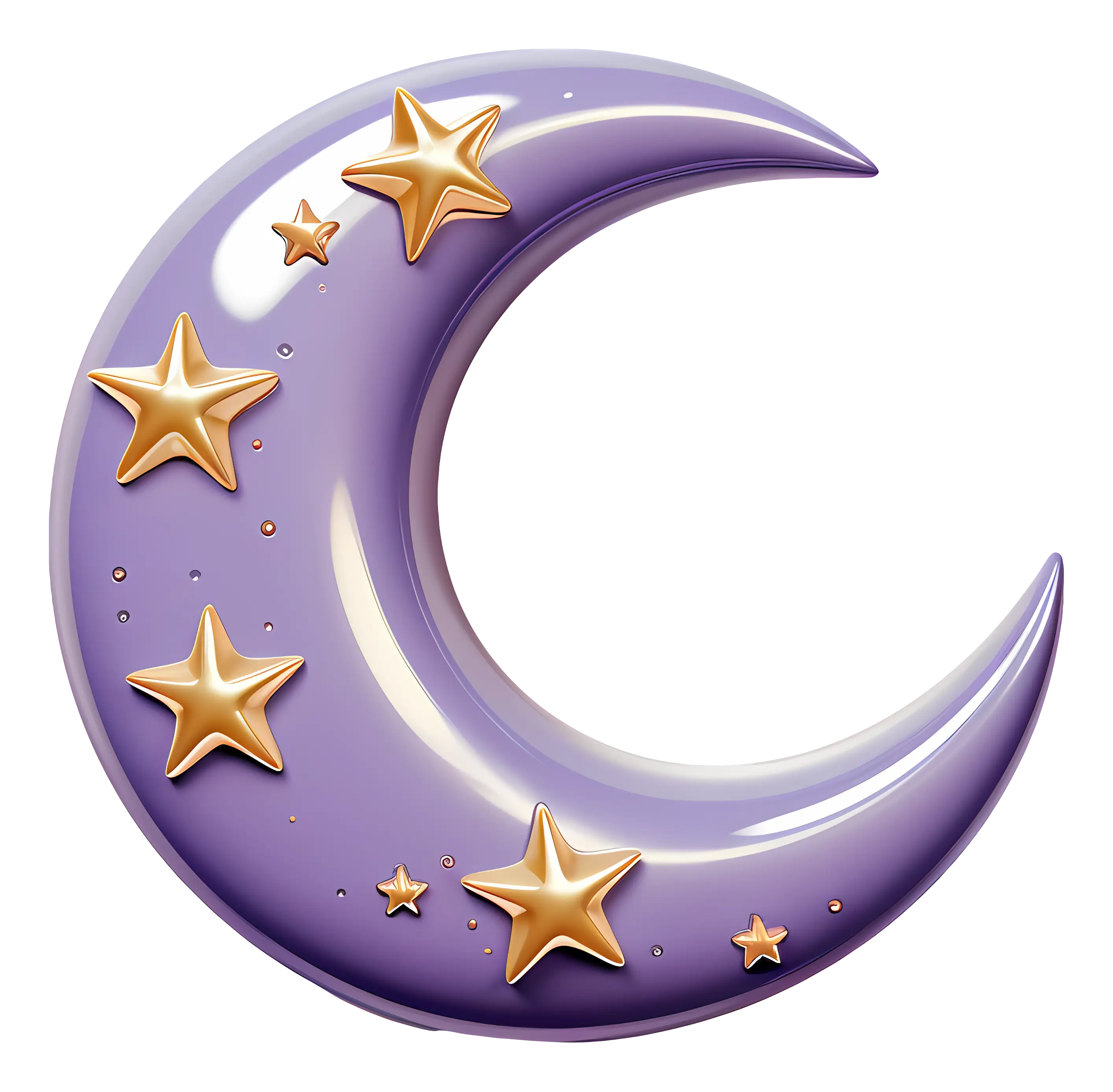Purple Crescent Moon with Golden Stars