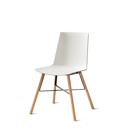 Modern White Chair with Wooden Frame