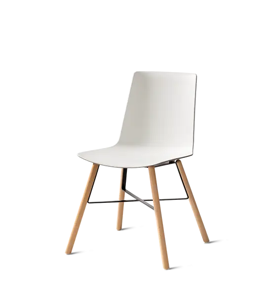 Modern White Chair with Wooden Frame