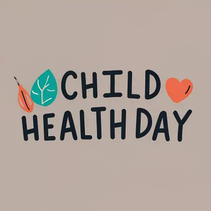 Child Health Day with Leaf and Heart