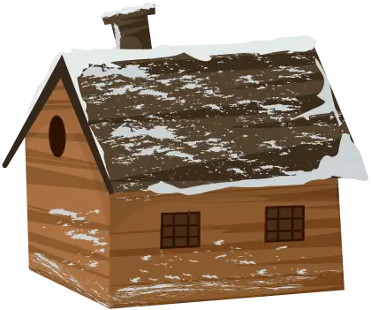 Rustic Wooden House with Snow