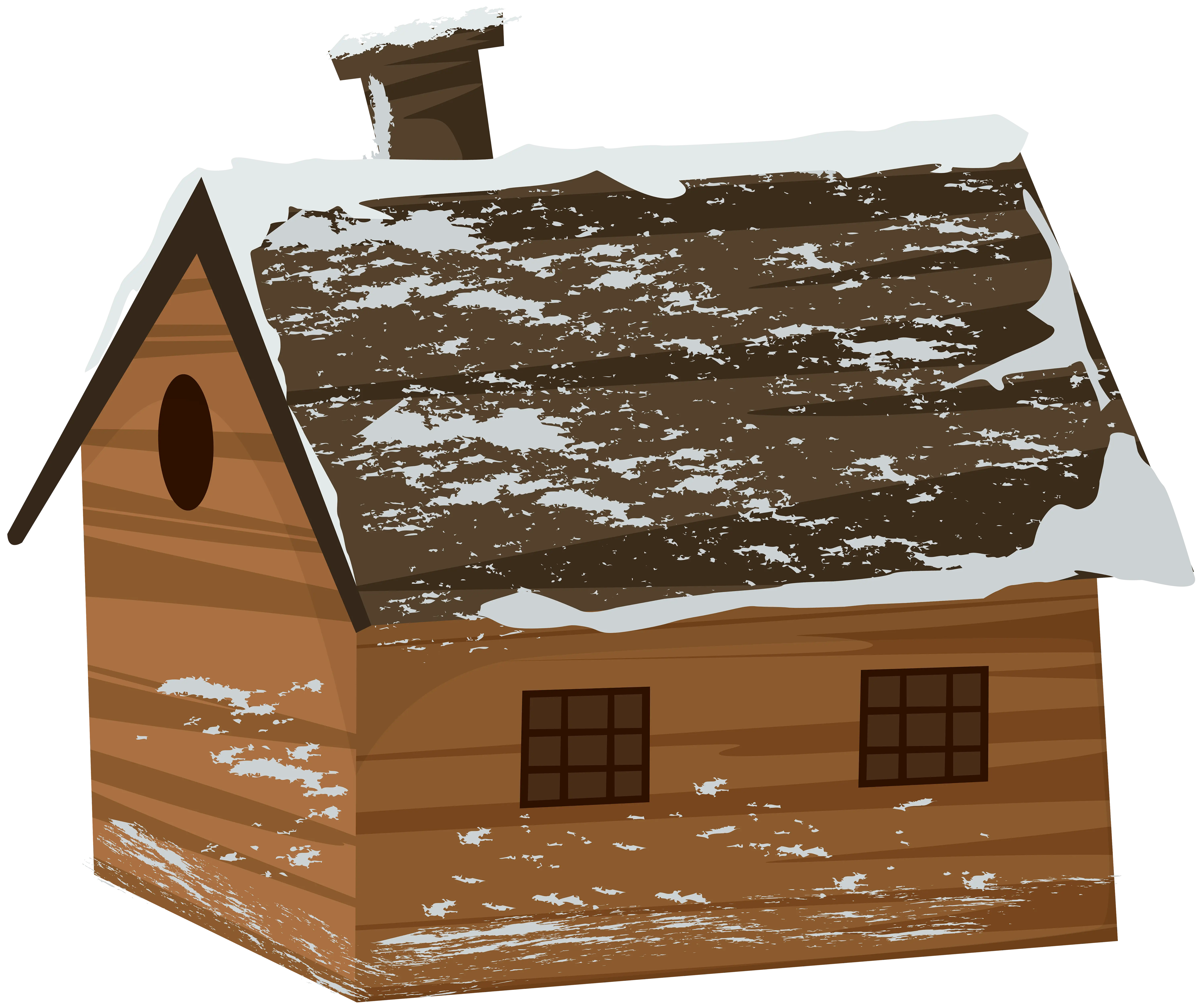 Rustic Wooden House with Snow