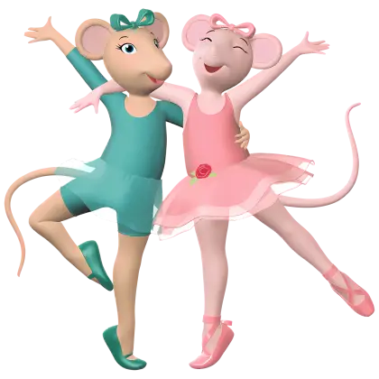Dancing Mice in Pink and Green
