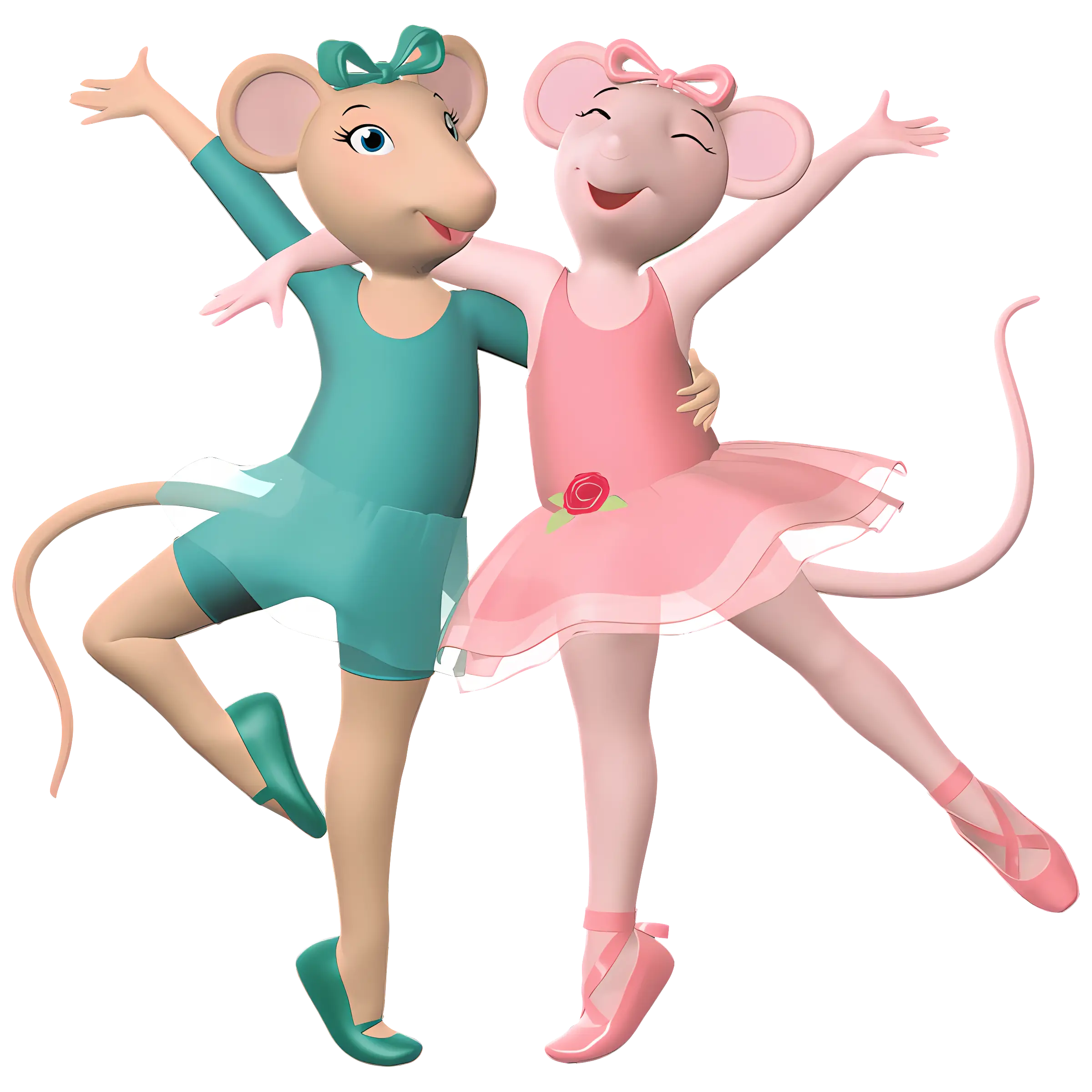 Dancing Mice in Pink and Green
