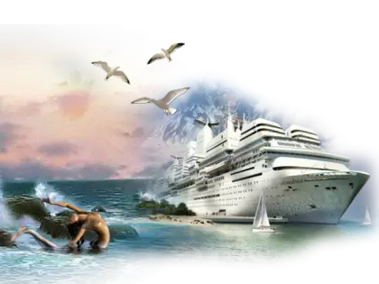 Luxury Cruise Ship on the Ocean