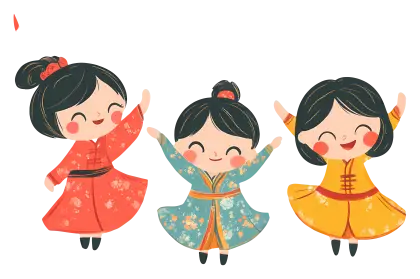 Happy Children in Traditional Clothing